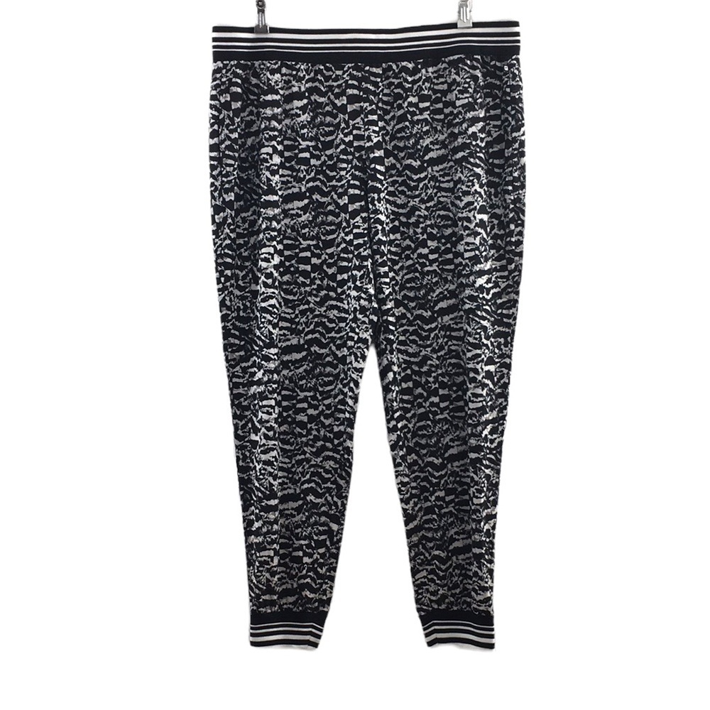 Fabletics Black Animal Print Jogger Pants‎ XXL Skinny Leg Pull On